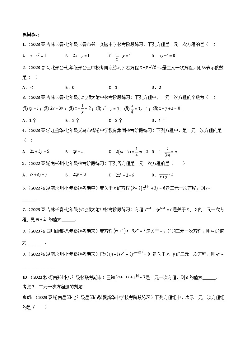 2024年人教版数学七年级下册同步讲义+练习专题8.1-2 二元一次方程组及其解法（学生版）第2页