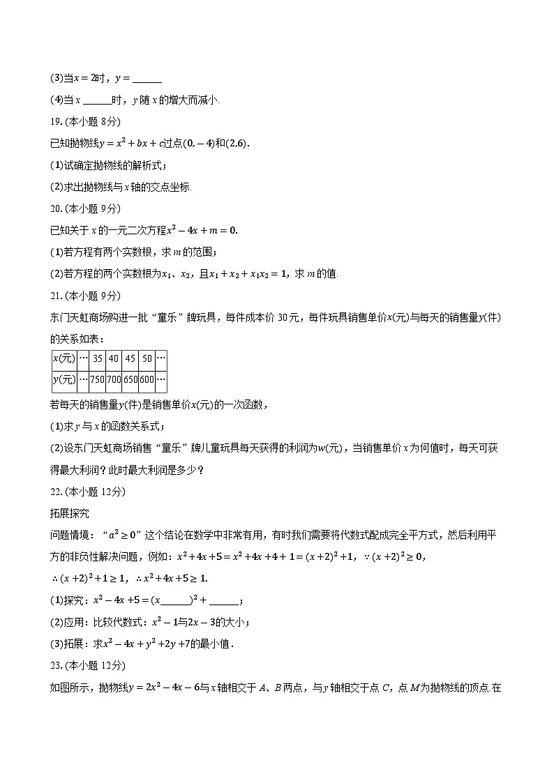 广东省中山市华强学校2024—2025学年上学期九年级期中数学试卷第3页