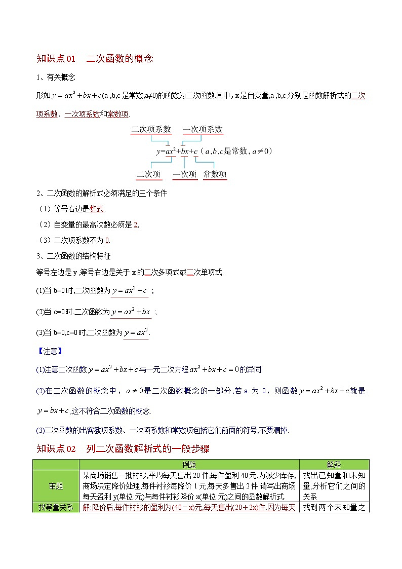 2024年人教版数学九年级上册同步讲义+分层练习第09课  二次函数的定义（教师版）第3页