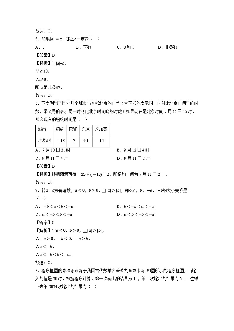 江苏省徐州市第三十四中学2024-2025学年七年级上学期第一次月考数学试卷02