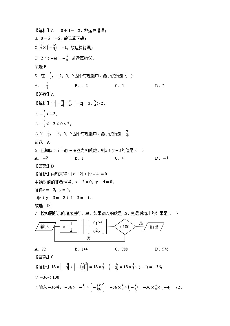 江苏省徐州市第十三中学初中部2023-2024学年七年级上学期期中考前定心数学试卷02