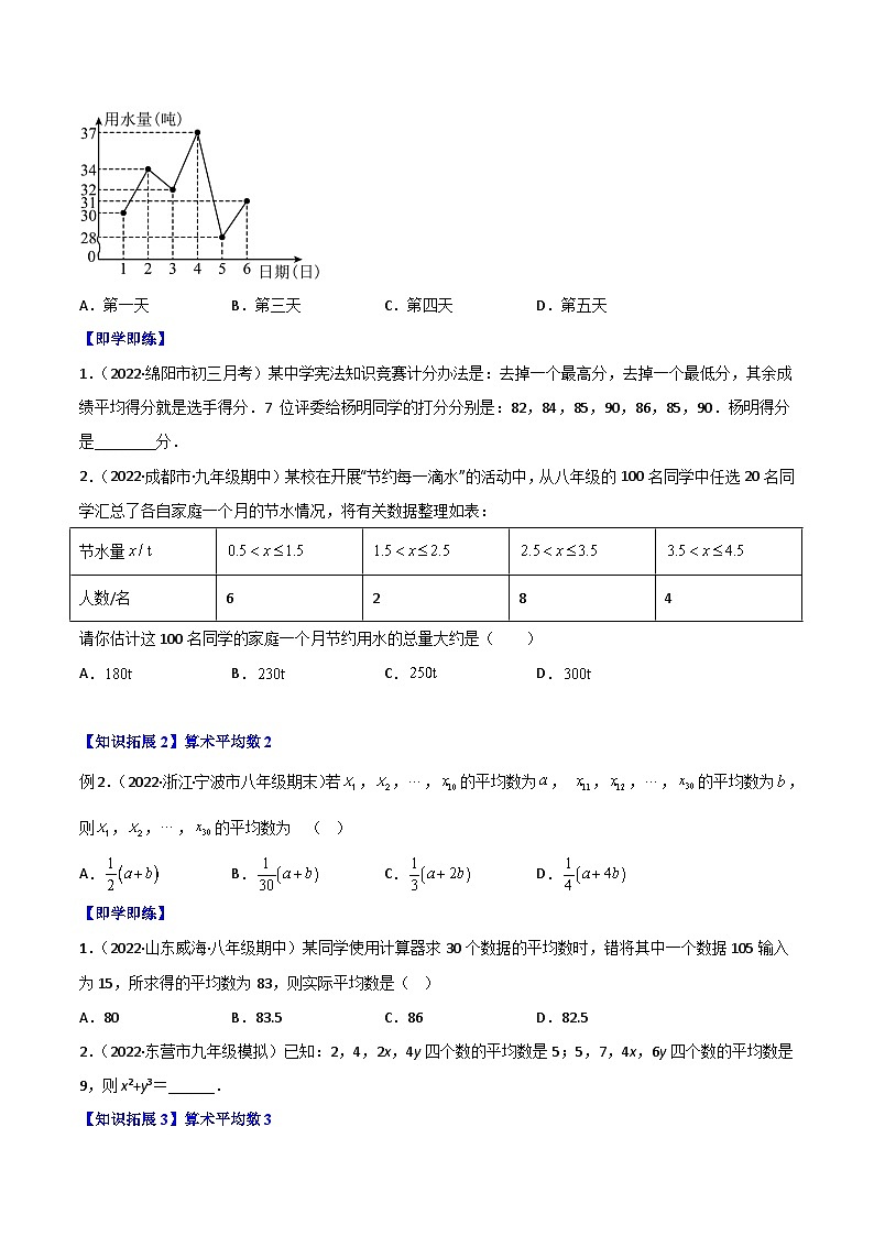 2024年人教版数学八年级下册同步讲义+分层练习专题20.1 数据的集中趋势（学生版）第2页