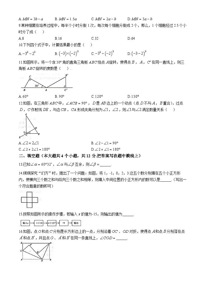 河北省石家庄市栾城区2024-2025学年七年级上学期期中考试数学试卷(无答案)第2页