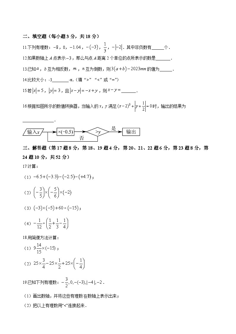 湖南省长沙市青竹湖湘一外国语学校2022-2023学年七年级上学期第一次月考数学试题（原卷版）第2页