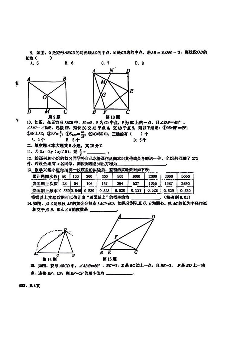 山东省青岛市市南区2024-2025学年九年级上学期期中考试数学试题第2页