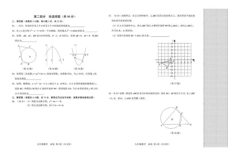 辽宁省大连市金普新区2024-2025学年九年级上学期期中数学试题第2页