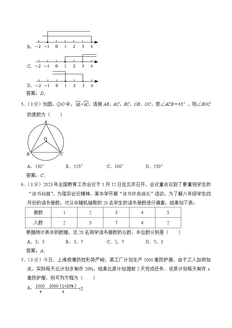 山东省曲阜市夫子学校2024届九年级下学期中考一模数学试卷(含答案)02