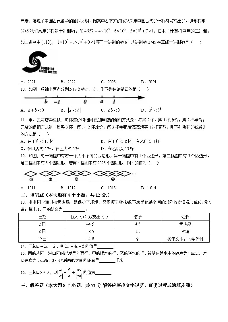 河北省石家庄市平山县2024-2025学年七年级上学期11月期中考试数学试题(无答案)02