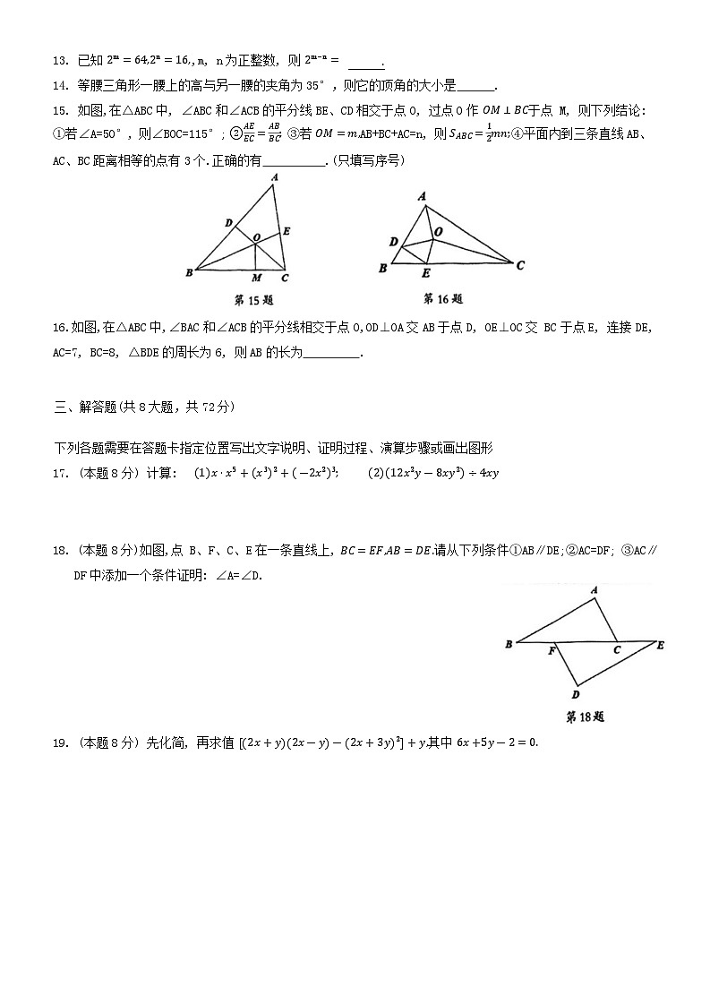 湖北省武汉市东湖高新区2024-2025学年八年级上学期期中考试数学试卷03