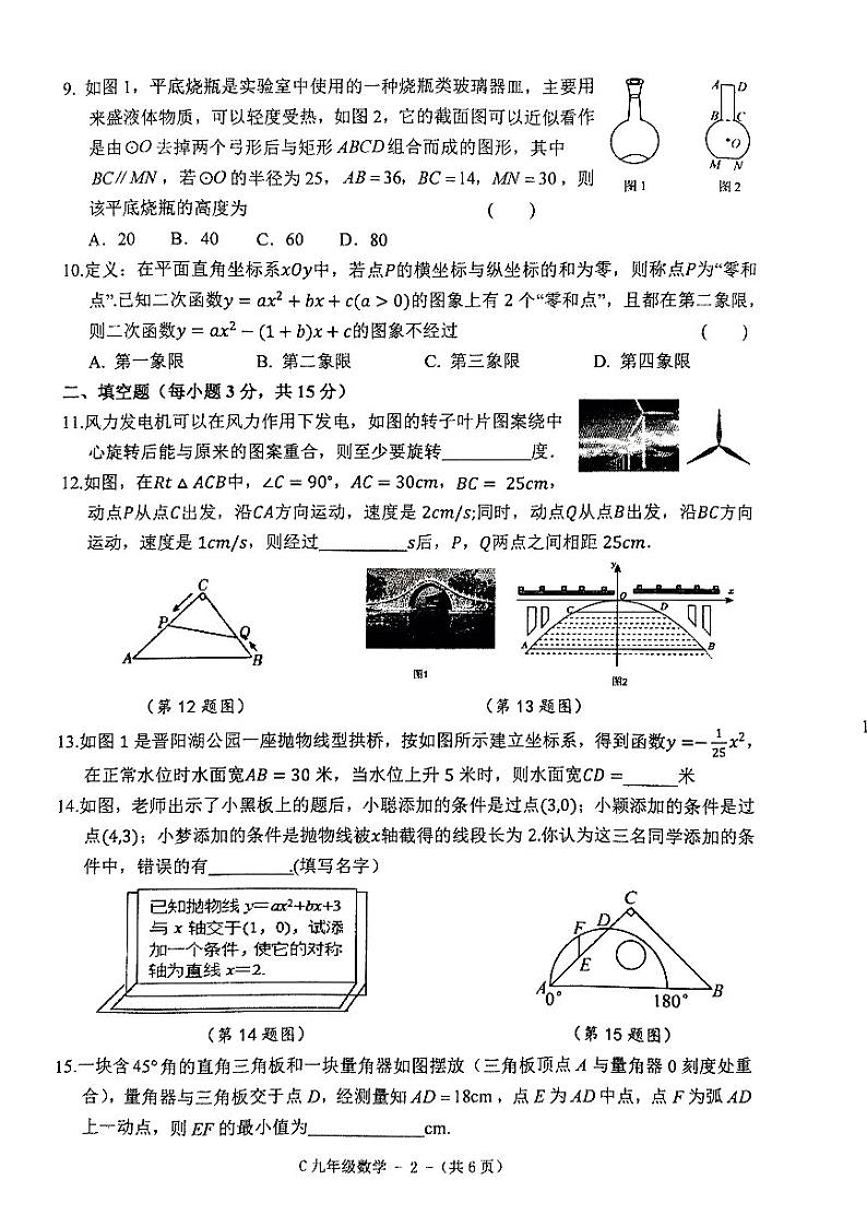 河南省驻马店市确山县2024-2025学年九年级上学期11月期中数学试题第2页