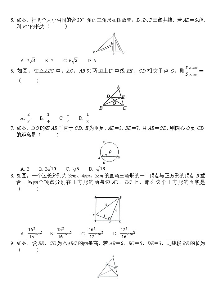 山东省菏泽市单县2024-2025学年九年级上学期11月期中数学试题02