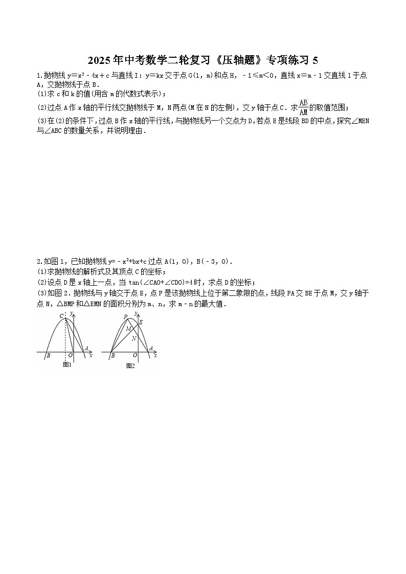 2025年中考数学二轮复习《压轴题》专项练习5（含答案）01