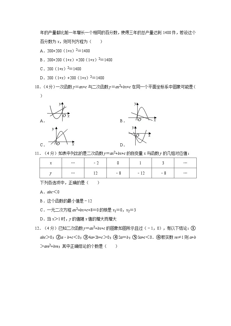 2023-2024学年山东省德州市武城县甲马营中学九年级（上）第一次月考数学试卷第2页