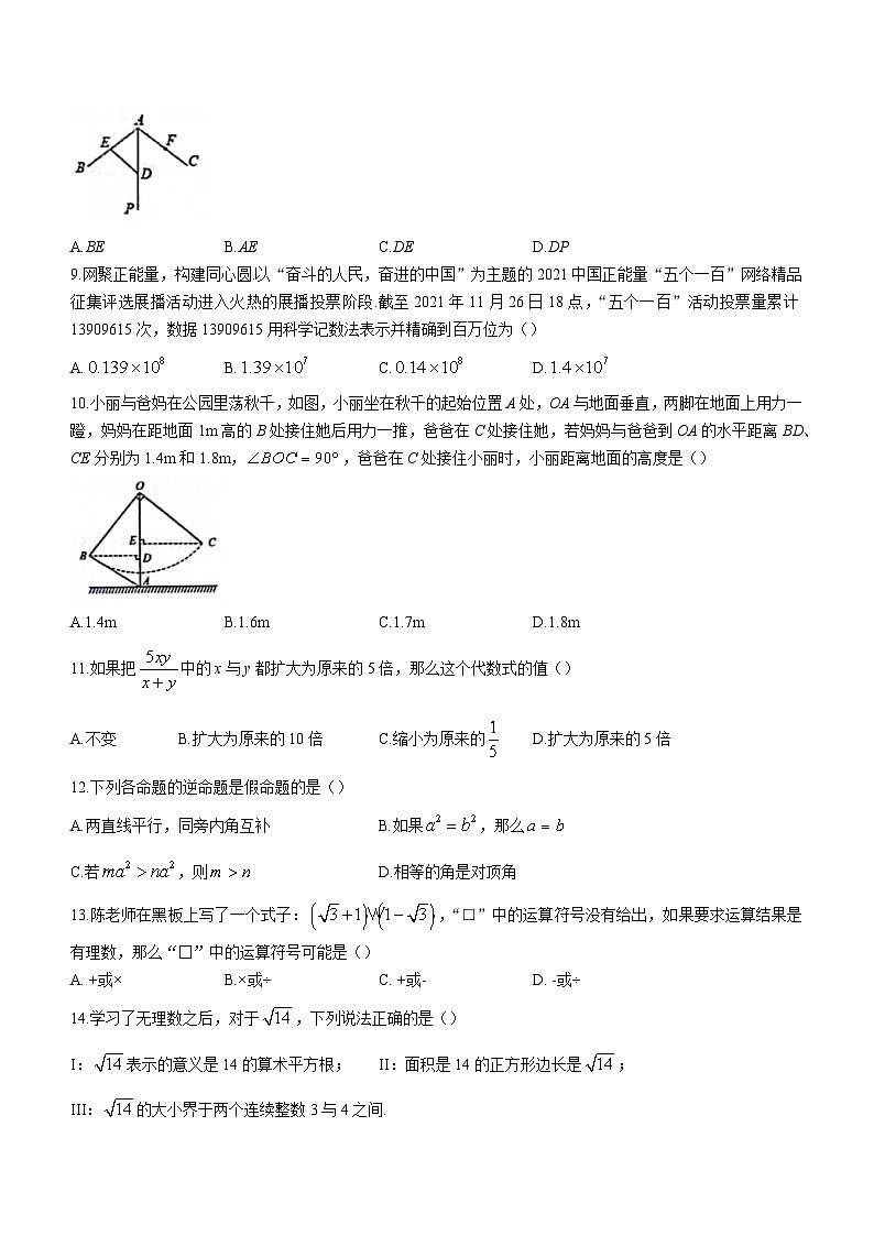 河北省石家庄市第四十中学2023-2024学年八年级上学期期中数学试题第2页