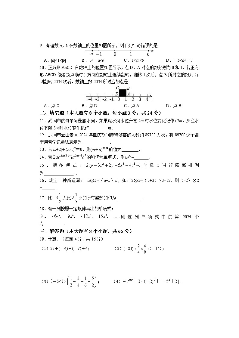 湖南省武冈市2024-2025学年七年级上学期期中考试数学试题02
