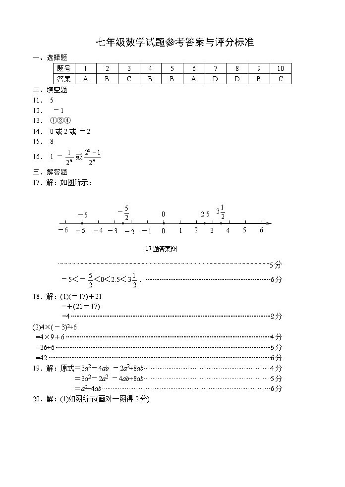 山东省济南市槐荫区2024-2025学年上学期期中测试七年级数学卷01