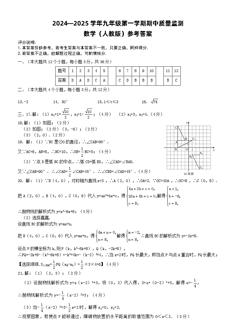 九年级数学（人教版）答案第1页