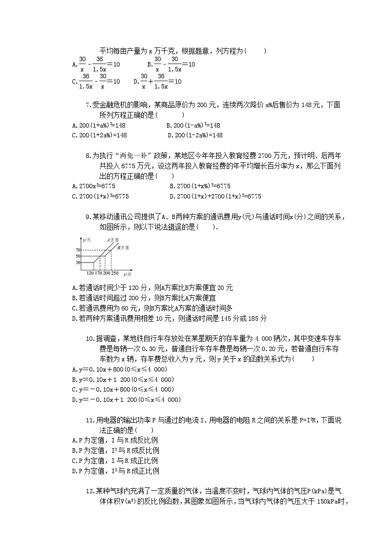 中考数学一轮复习实际问题小题练习（一）（含答案）第2页