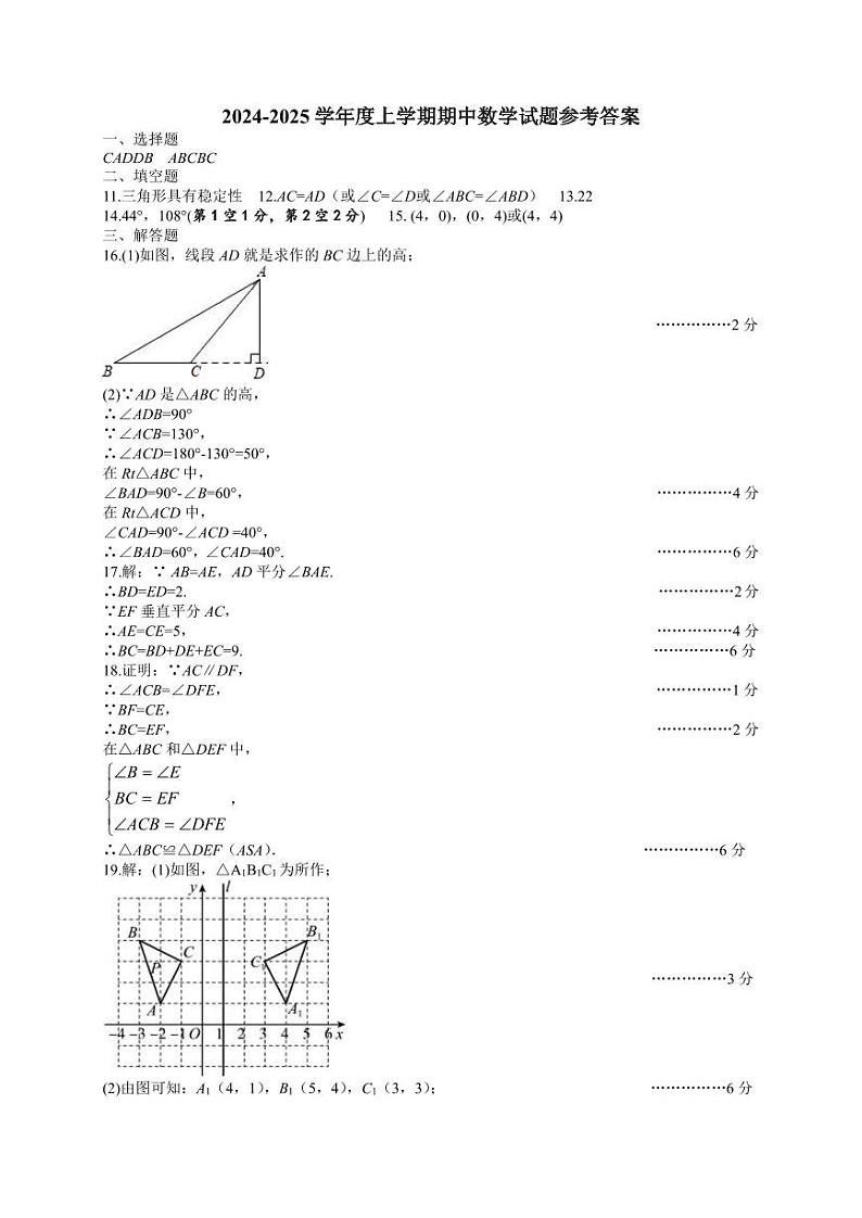 湖北省孝感市孝南区2024-2025学年八年级上学期11月期中考试数学试题01
