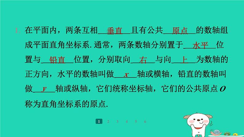 陕西省2024八年级数学上册第3章位置与坐标2平面直角坐标系第1课时平面直角坐标系的有关概念预学课件新版北师大版第5页