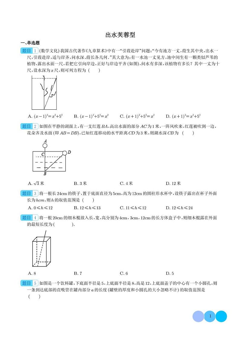 出水芙蓉型-初中数学模型（学生版）第1页