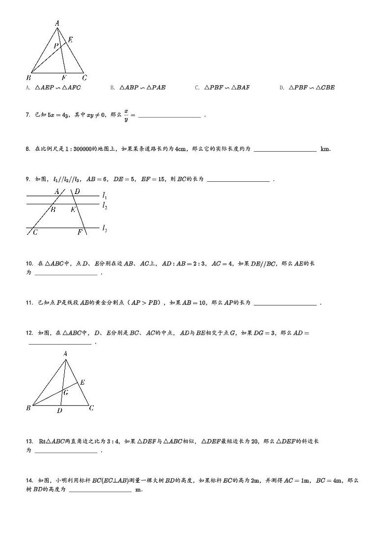 2024～2025学年10月上海普陀区初三上学期月考数学试卷[原题+解析版]第2页