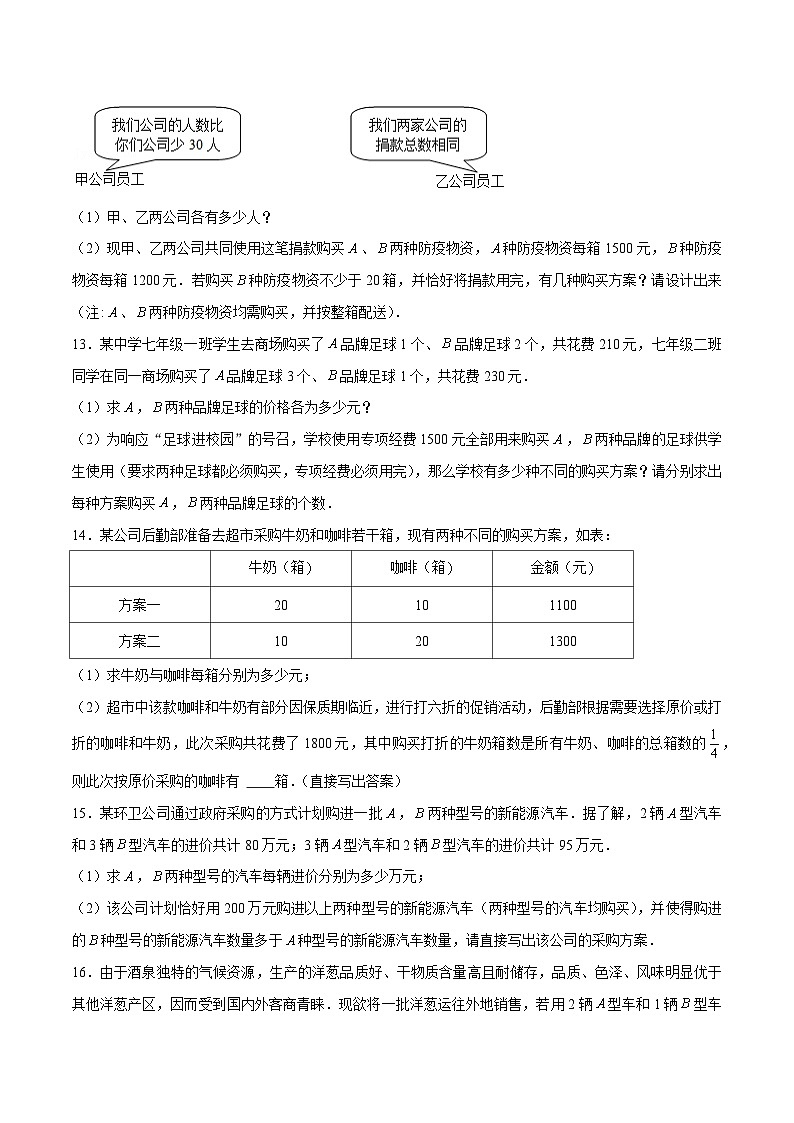 专题18 二元一次方程组的实际问题（原卷版）-【重难点突破】2021-2022学年八年级数学上册常考题专练（北师大版）第3页