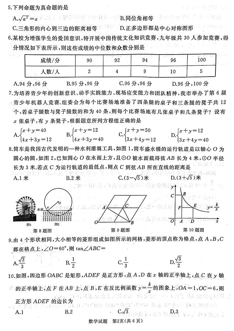 2023年山东省枣庄市滕州市中考二模数学试题第2页