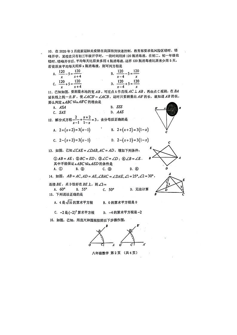 河北省唐山市遵化市2024-2025学年八年级上学期期中考试数学试卷第2页