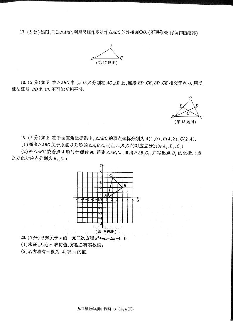 上学期期中考试九年级数学 试卷第3页