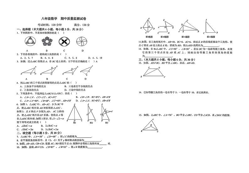 江西省上饶市广信区2024-2025学年八年级上学期11月期中考试数学试题01