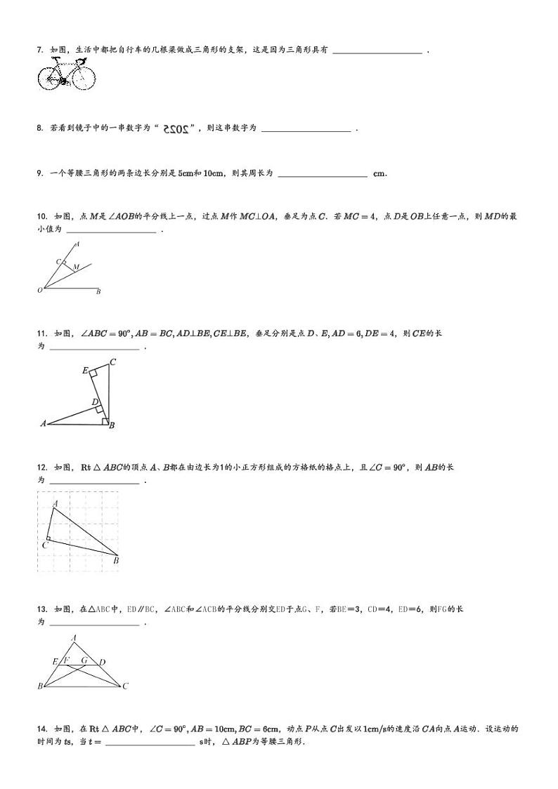 2024～2025学年江苏泰州姜堰区初二上学期期中数学试卷(11月)[原题+解析版]第2页