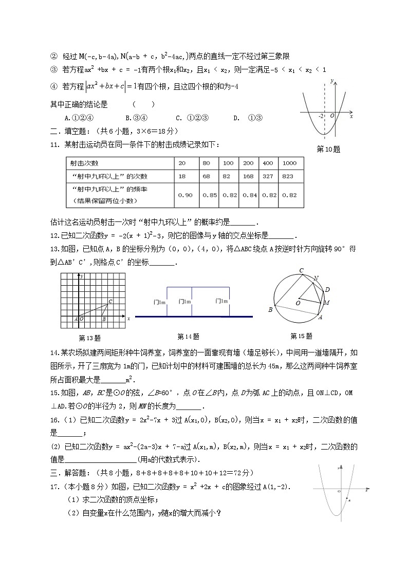 2024学年第一学期九年级期中学情调研 数学试题卷第2页