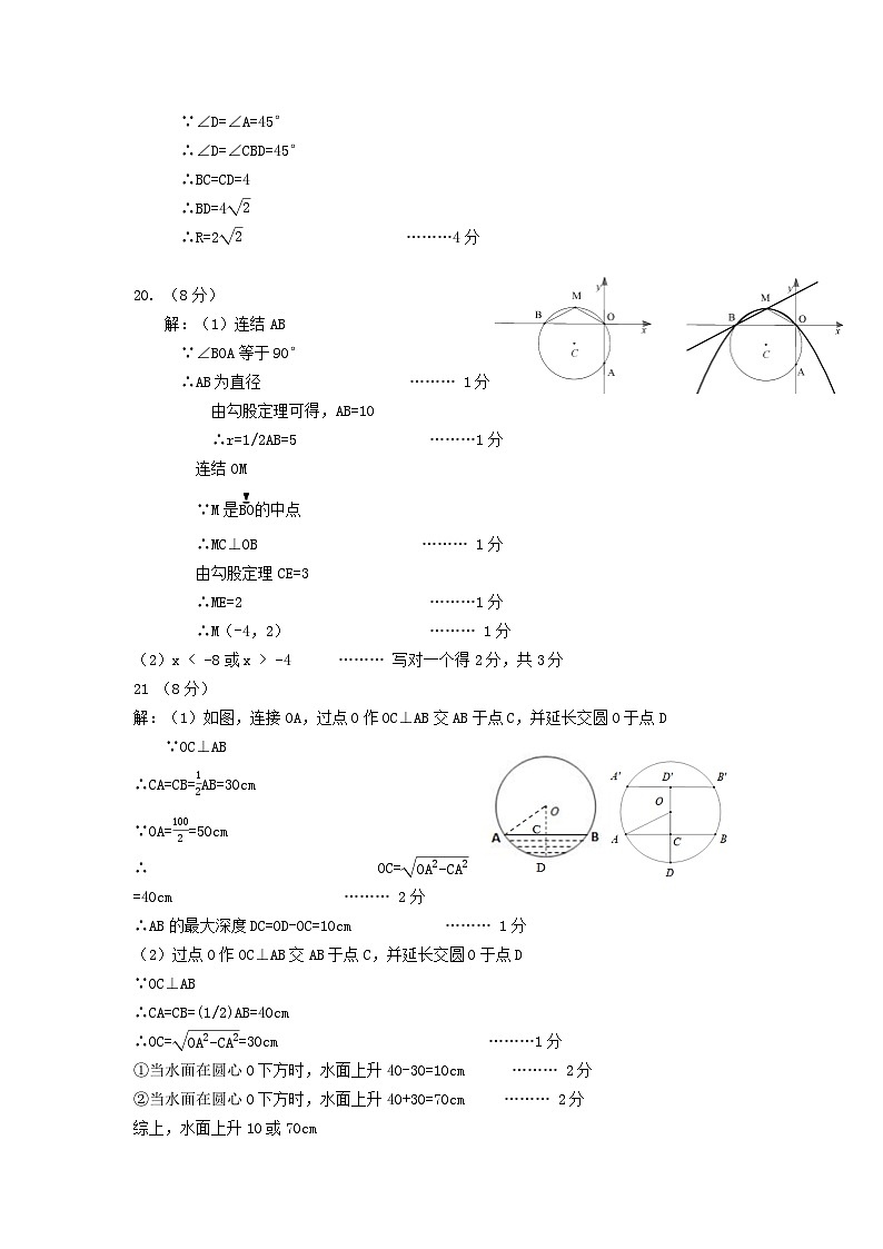 2024学年第一学期九年级期中学情调研 数学参考答案与评分标准第2页