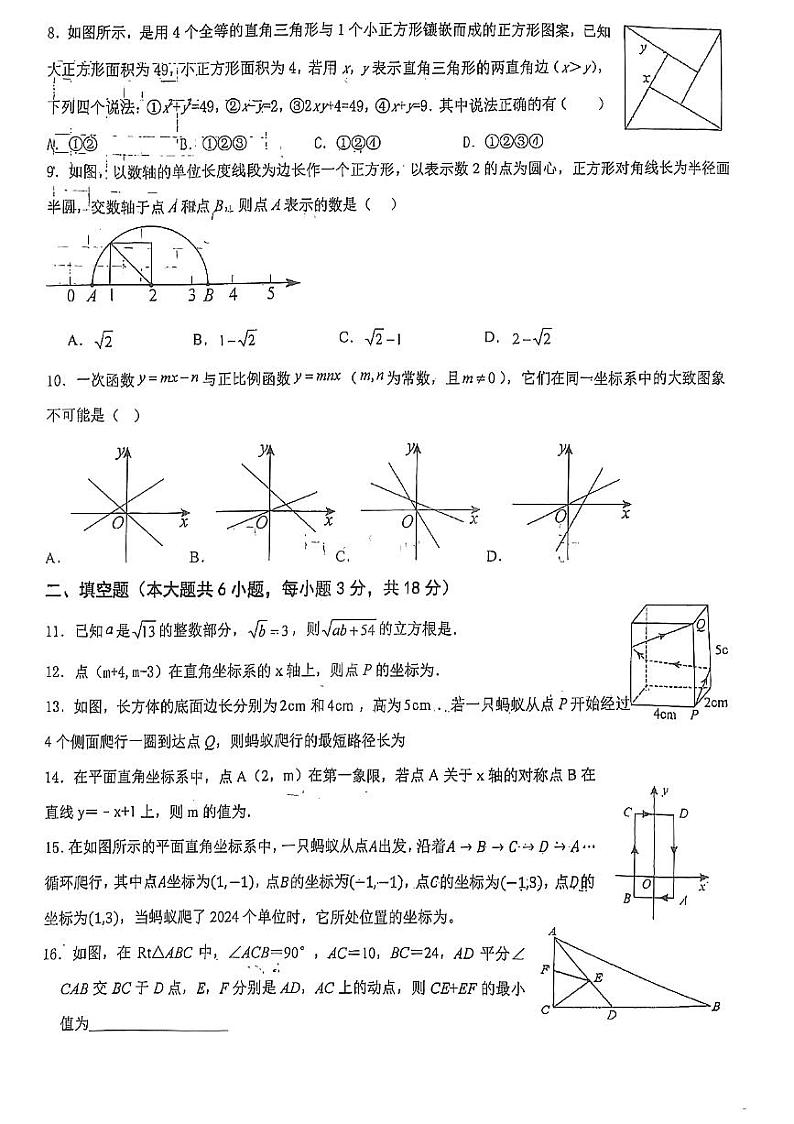 山东省青岛第二十六中学2024-2025学年八年级上学期期中数学试题第2页