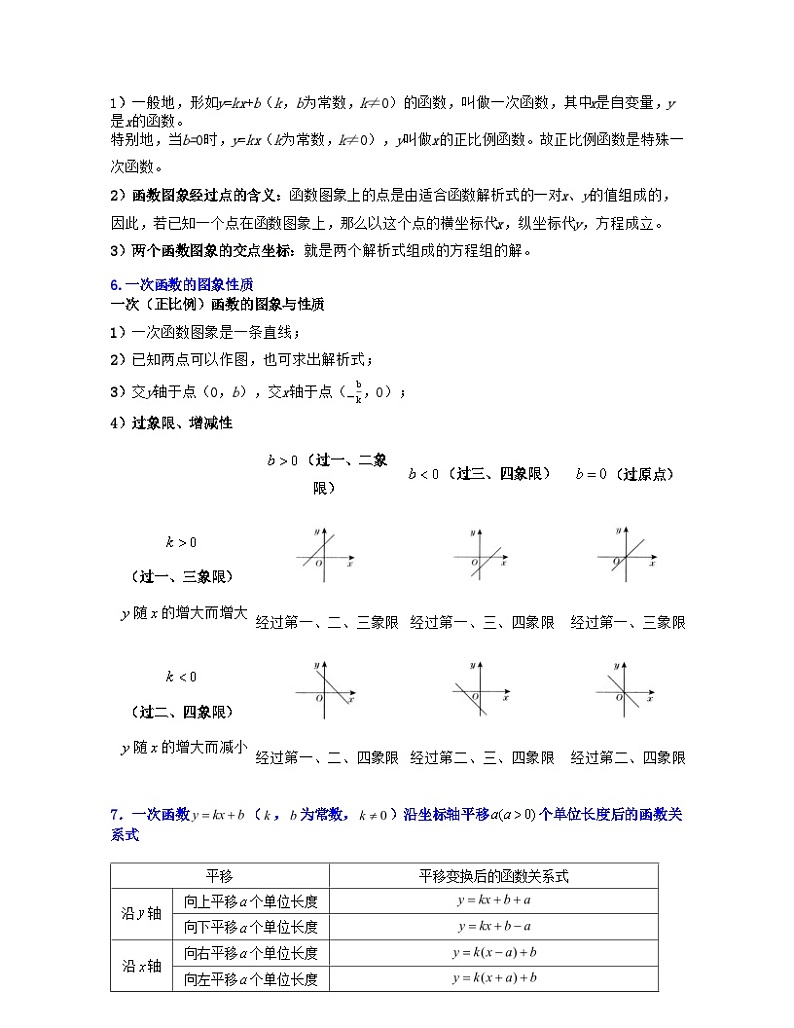深圳2024年八年级上册数学 知识清单 第4章 一次函数第2页
