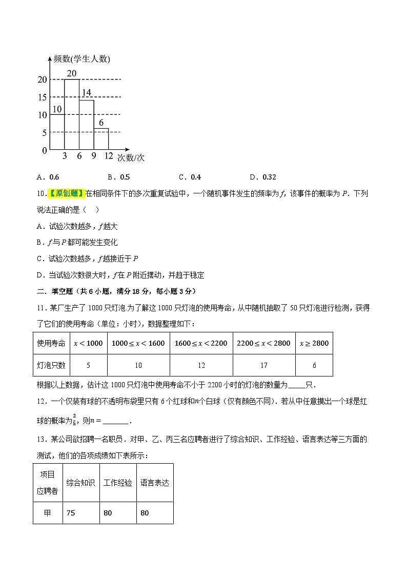 2025年中考数学一轮复习题型分类练习第八章 统计与概率（测试）（原卷版）第3页