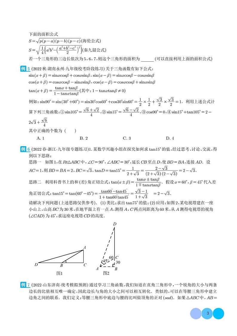 解直角三角形之新定义模型（学生版）第3页