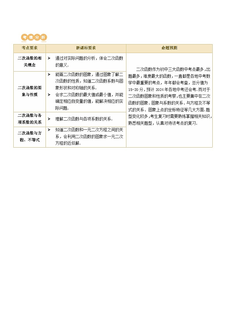 2025年中考数学一轮复习精品讲义第13讲 二次函数图象与性质（解析版）第2页