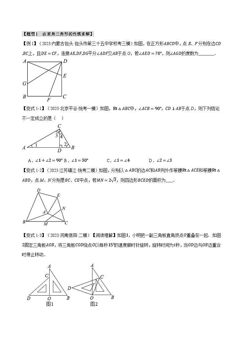 2025年中考数学一轮复习题型分类练习专题22 直角三角形【十六大题型】（原卷版）第3页