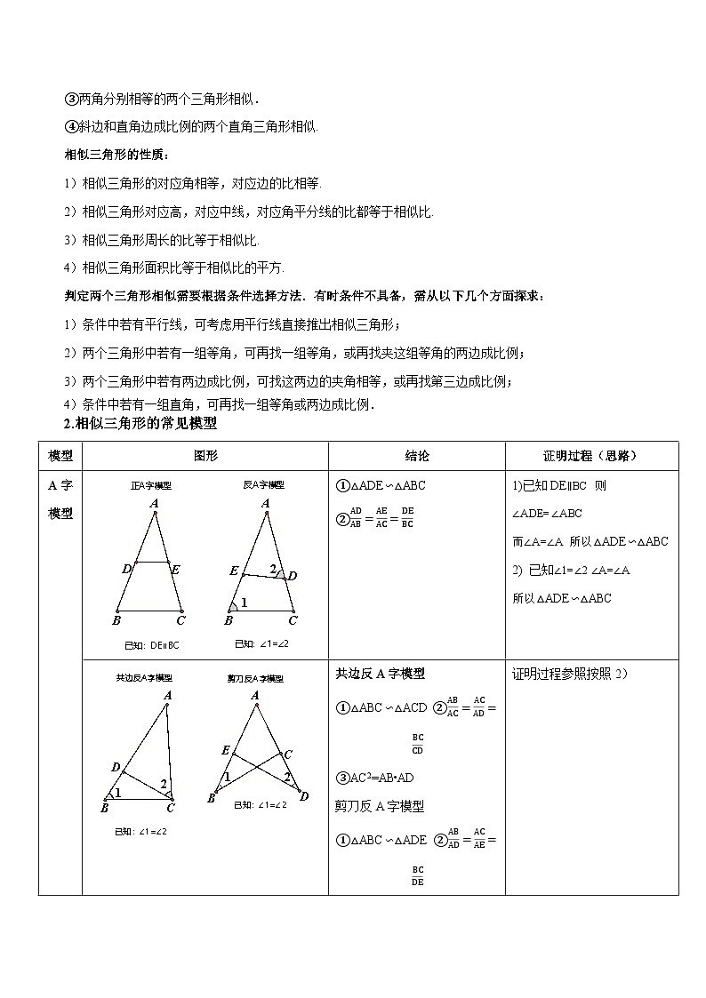 2025年中考数学一轮复习题型分类练习专题24 相似三角形及其应用【二十个题型】（原卷版）第2页
