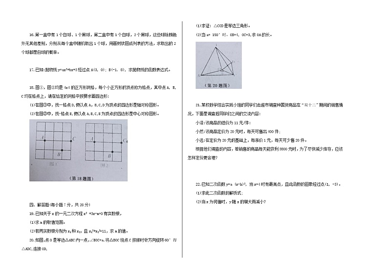 2023-2024学年吉林省白城市大安市九年级（上）期末数学试卷第2页