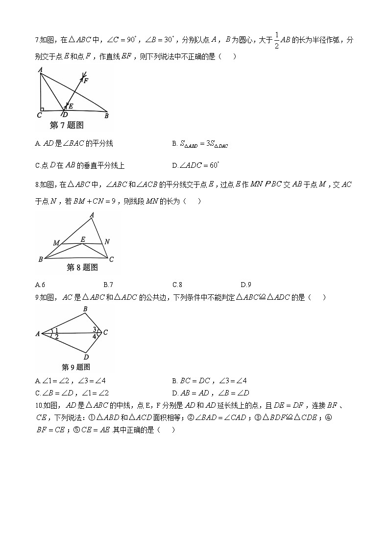 山东省聊城市莘县2024-2025学年八年级上学期期中数学试题第2页
