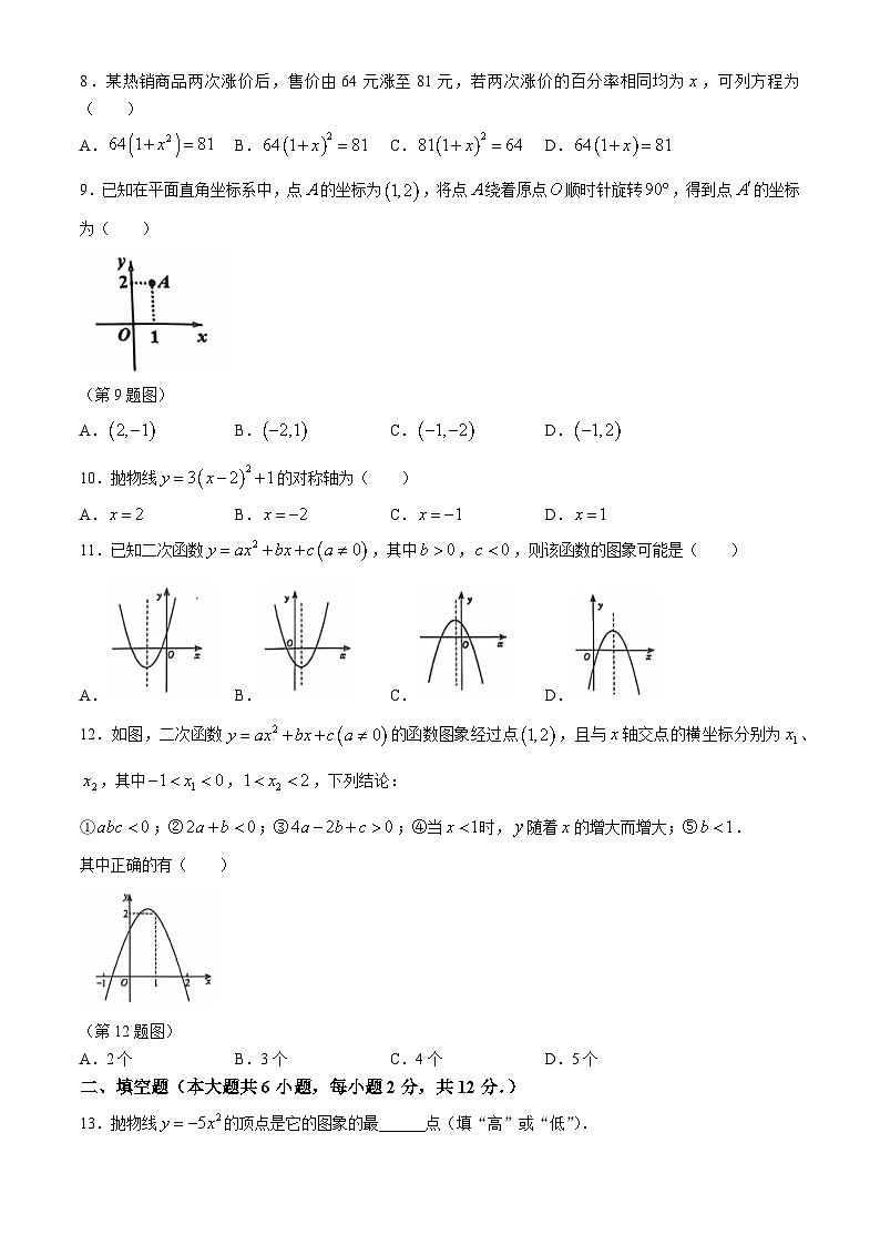 广西防城港市2024—2025学年上学期九年级数学期中检测试卷(无答案)02