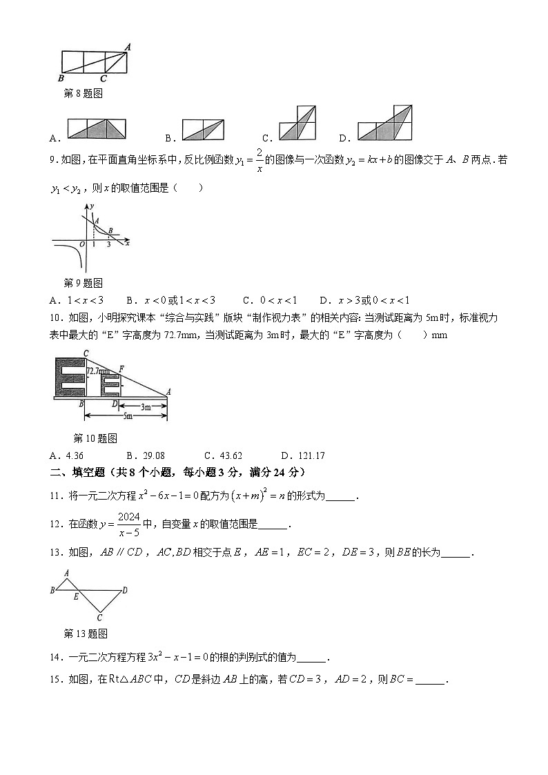 湖南省郴州市桂阳县2024-2025学年九年级上学期11月期中考试数学试题(无答案)02