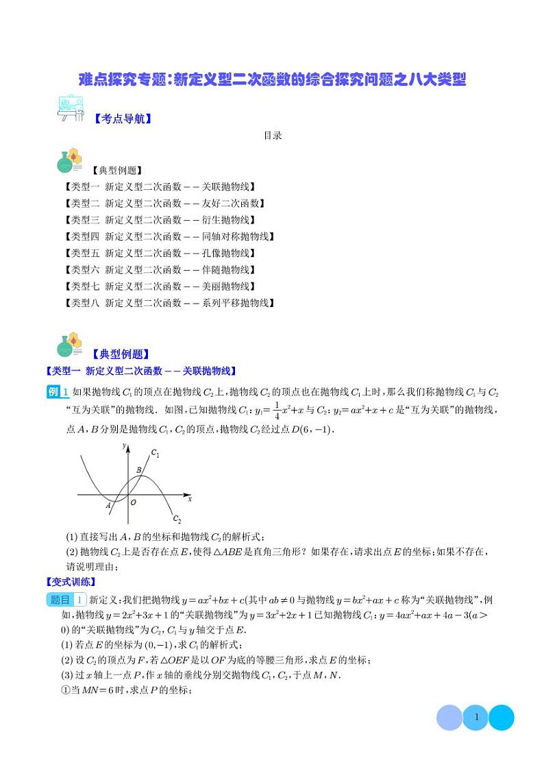 难点探究专题：新定义型二次函数的综合探究问题之八大类型（学生版）第1页