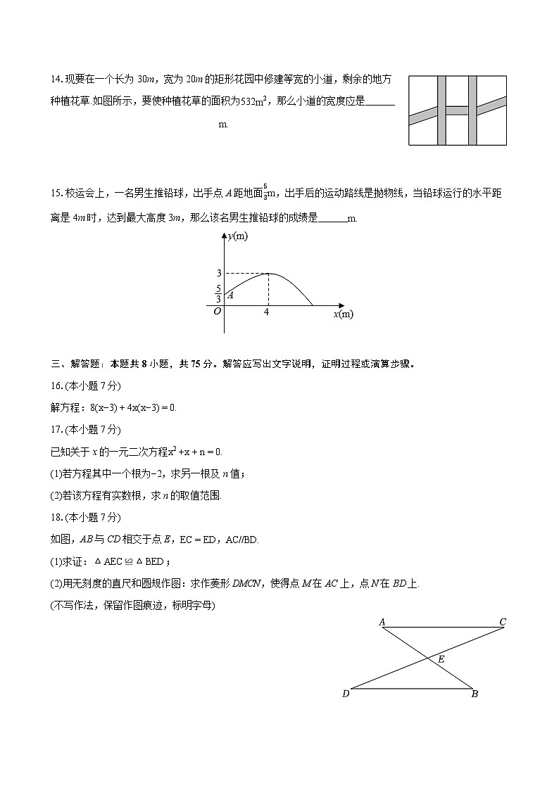 广东省中山市八校联考2024-2025学年九年级上学期期中数学试卷第3页
