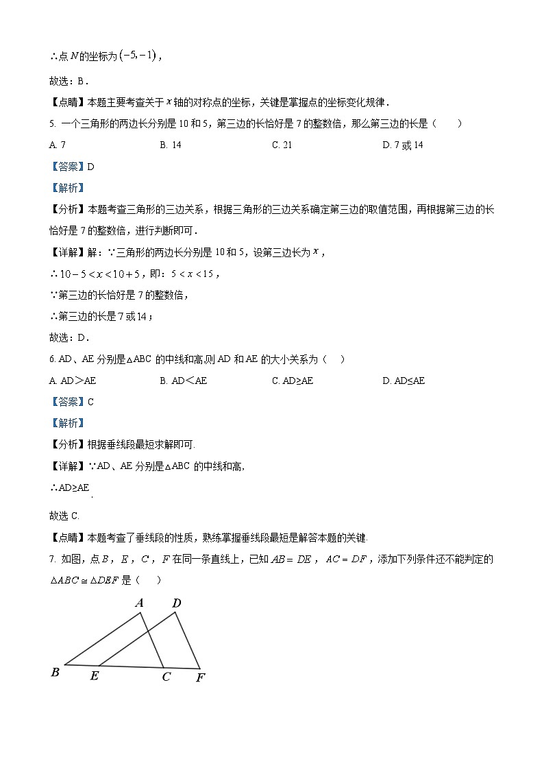 解析：山东省菏泽市曹县 八校联考2024-2025学年八年级上学期11月期中数学试题（解析版）03