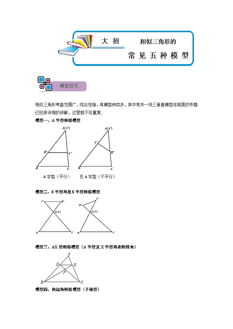 模型05 相似三角形中的常见五种基本模型（解析版）第1页