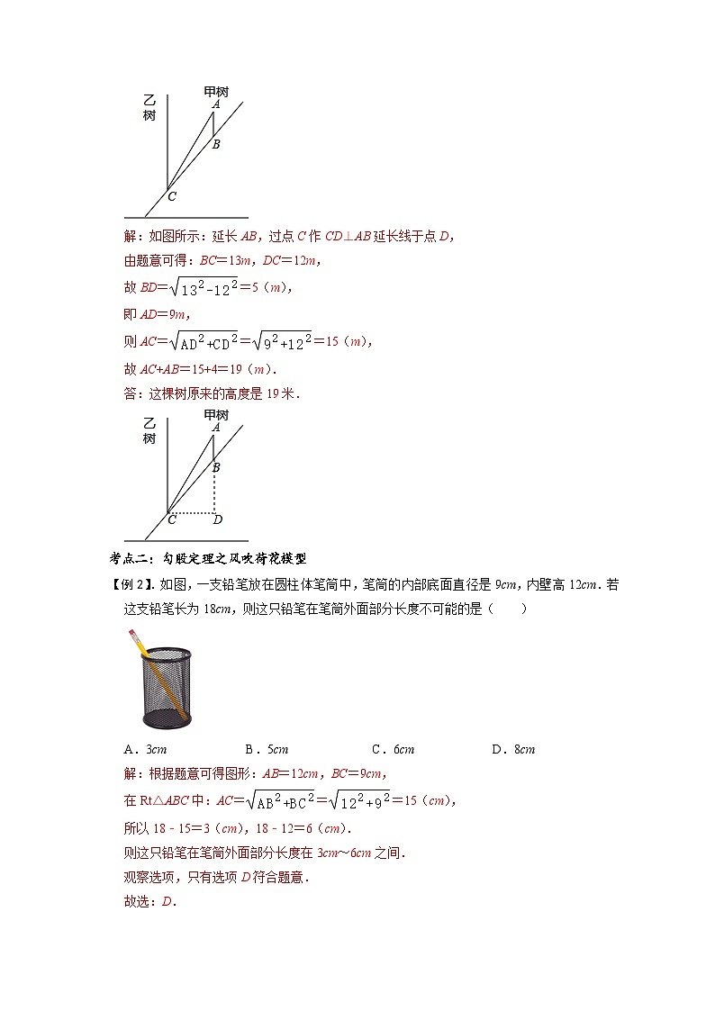 模型47 勾股定理之大树折断、风吹荷花模型（解析版）第3页